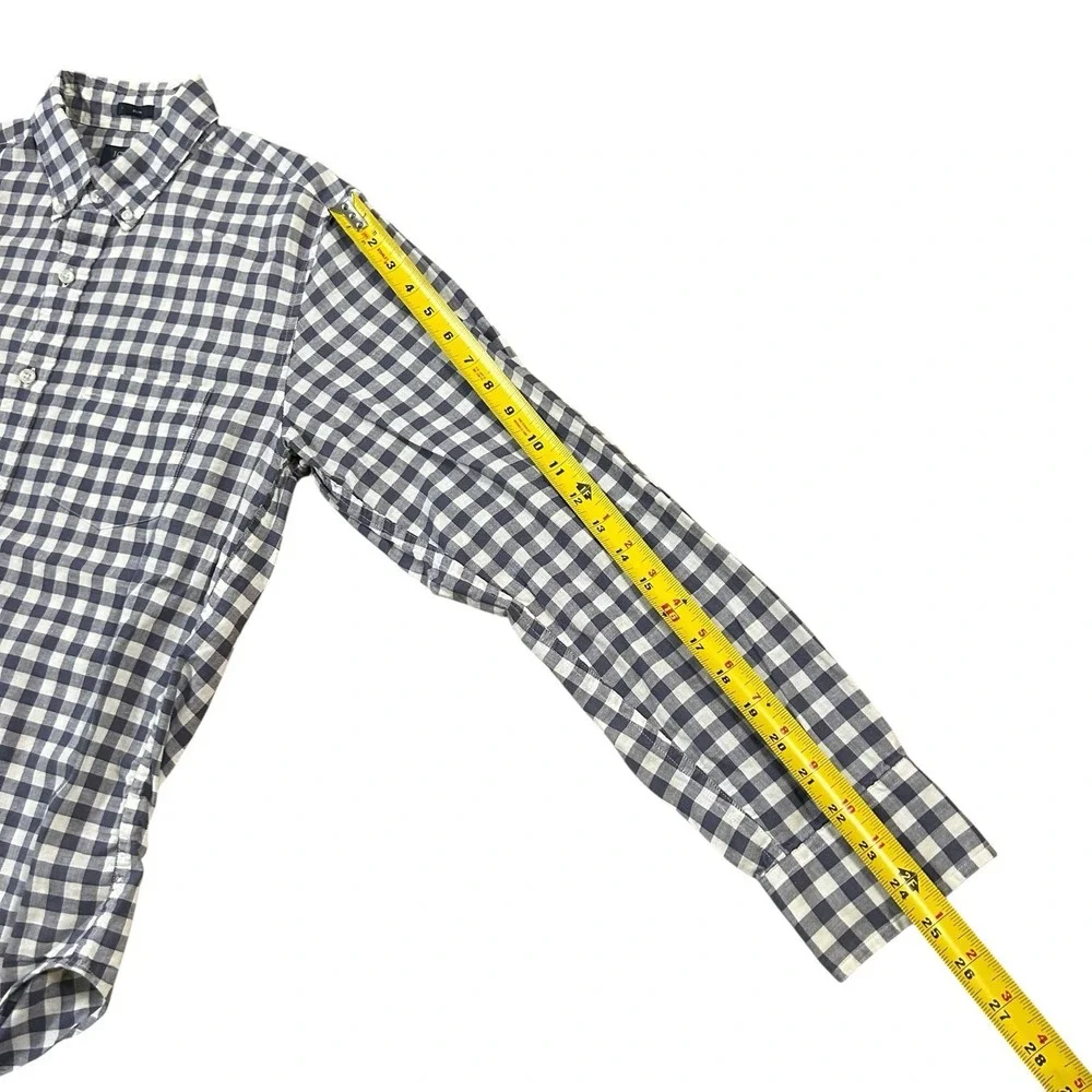 J‎ Crew Linen Cotton Blue Plaid Slim Long Sleeve Button Shirt Mens Medium
